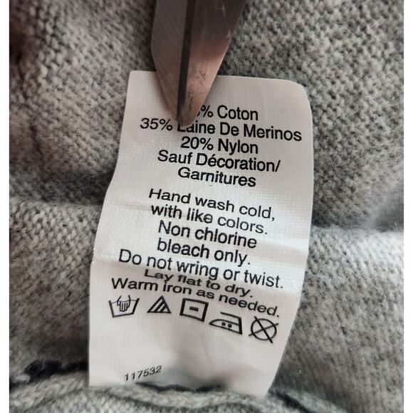 J. Crew Factory Striped Lace Teddie Sweater Long Sleeve Heather Gray Size Small - Picture 13 of 13